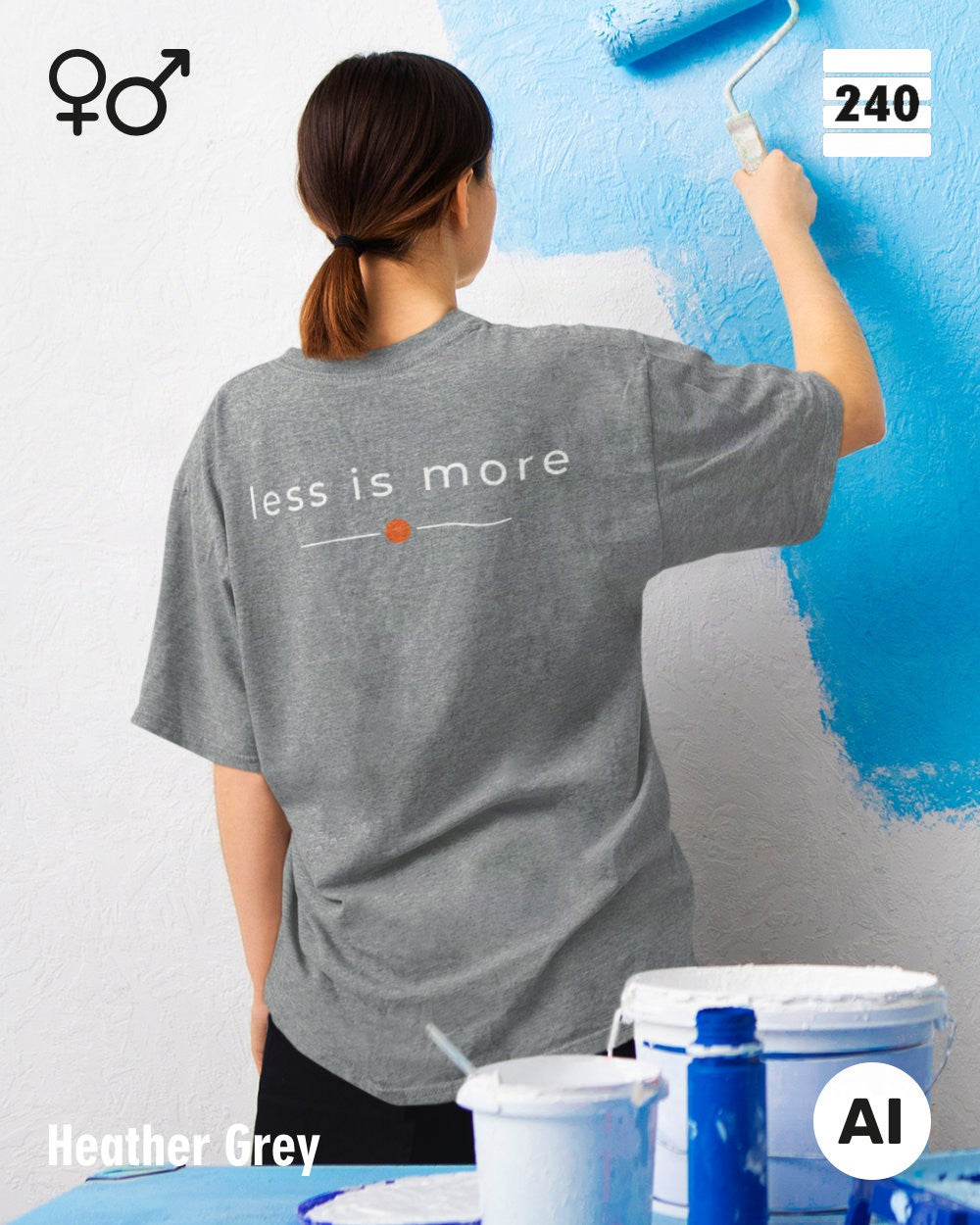 Oversized Design-T‑Shirt  – Unisex – LESS IS MORE (2) – Heavyweight Baumwolle