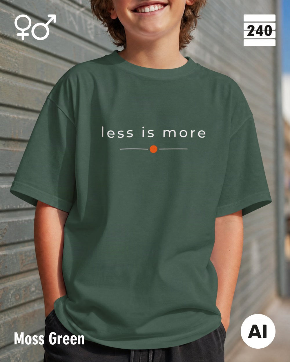 Oversized Design-T‑Shirt  – Unisex – LESS IS MORE (2) – Heavyweight Baumwolle