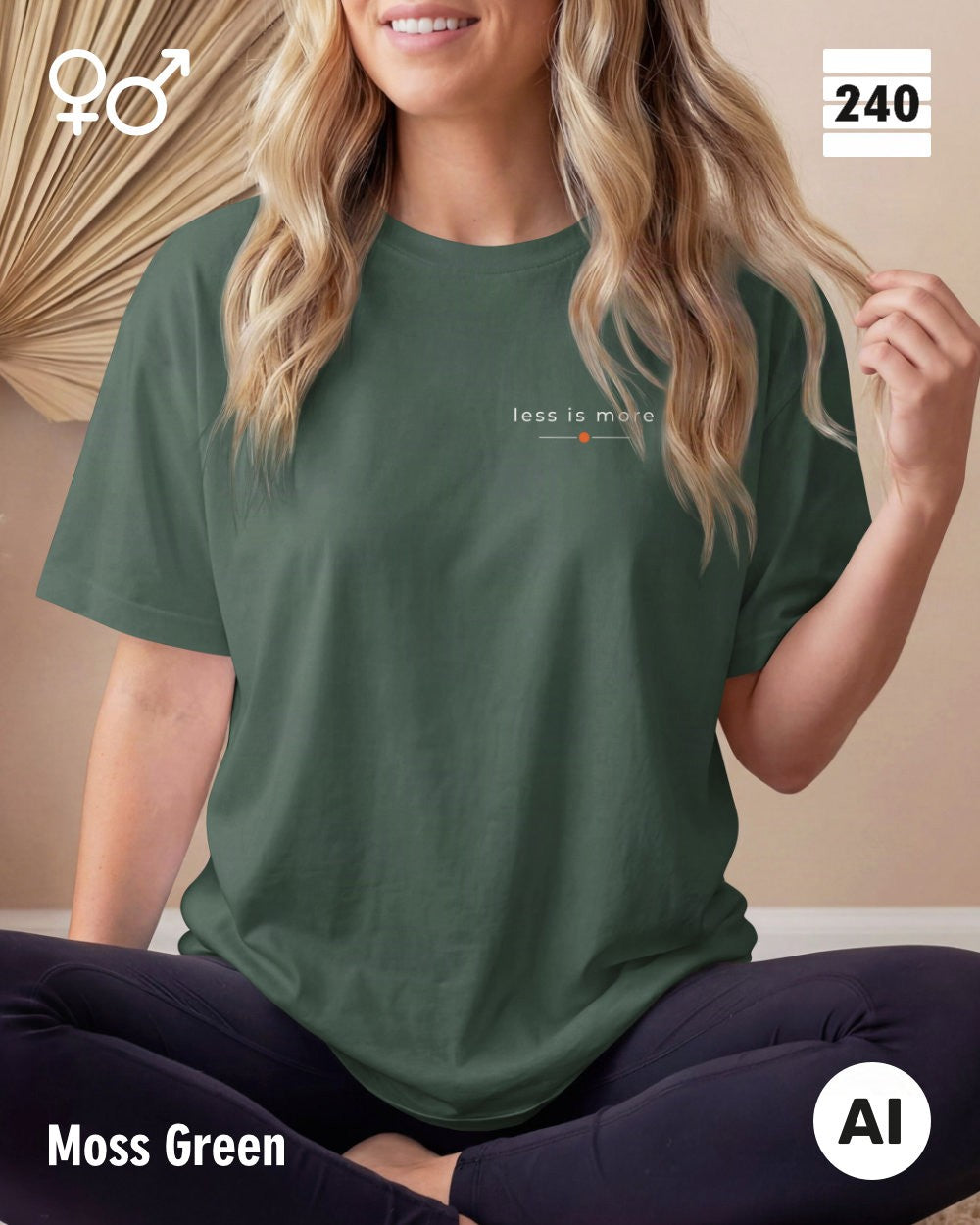 Oversized Design-T‑Shirt  – Unisex – LESS IS MORE (2) – Heavyweight Baumwolle