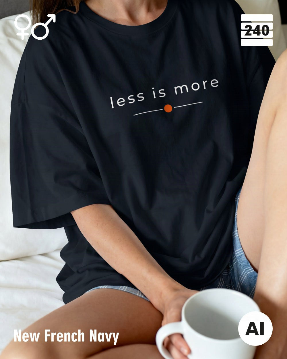 Oversized Design-T‑Shirt  – Unisex – LESS IS MORE (2) – Heavyweight Baumwolle
