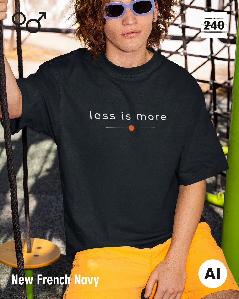 Oversized Design-T‑Shirt  – Unisex – LESS IS MORE (2) – Heavyweight Baumwolle