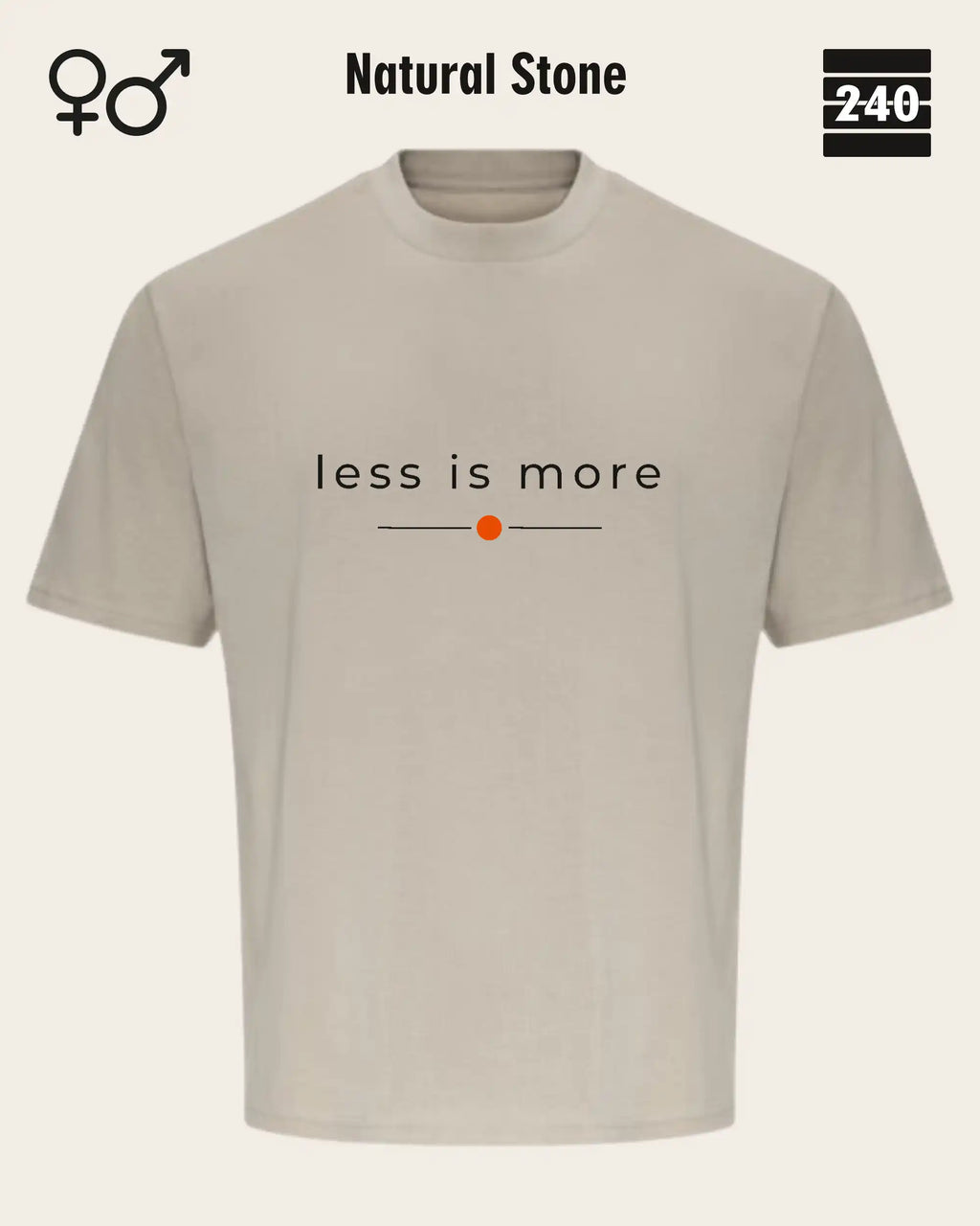 Oversized Design-T‑Shirt  – Unisex – LESS IS MORE (2) – Heavyweight Baumwolle