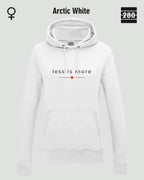 das bild zeigt den leicht taillierten damen hoodie jh001 fvon just hoods in der farbe arctic white und mit dem zeitlosen design "less is more".