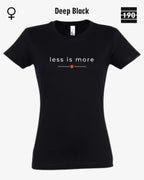 Auf dem Bild sieht man das Damen T-Shirt SOL’S Imperial Women 11502 in der Farbe deep black mit dem zeitlosen Design "less is more".