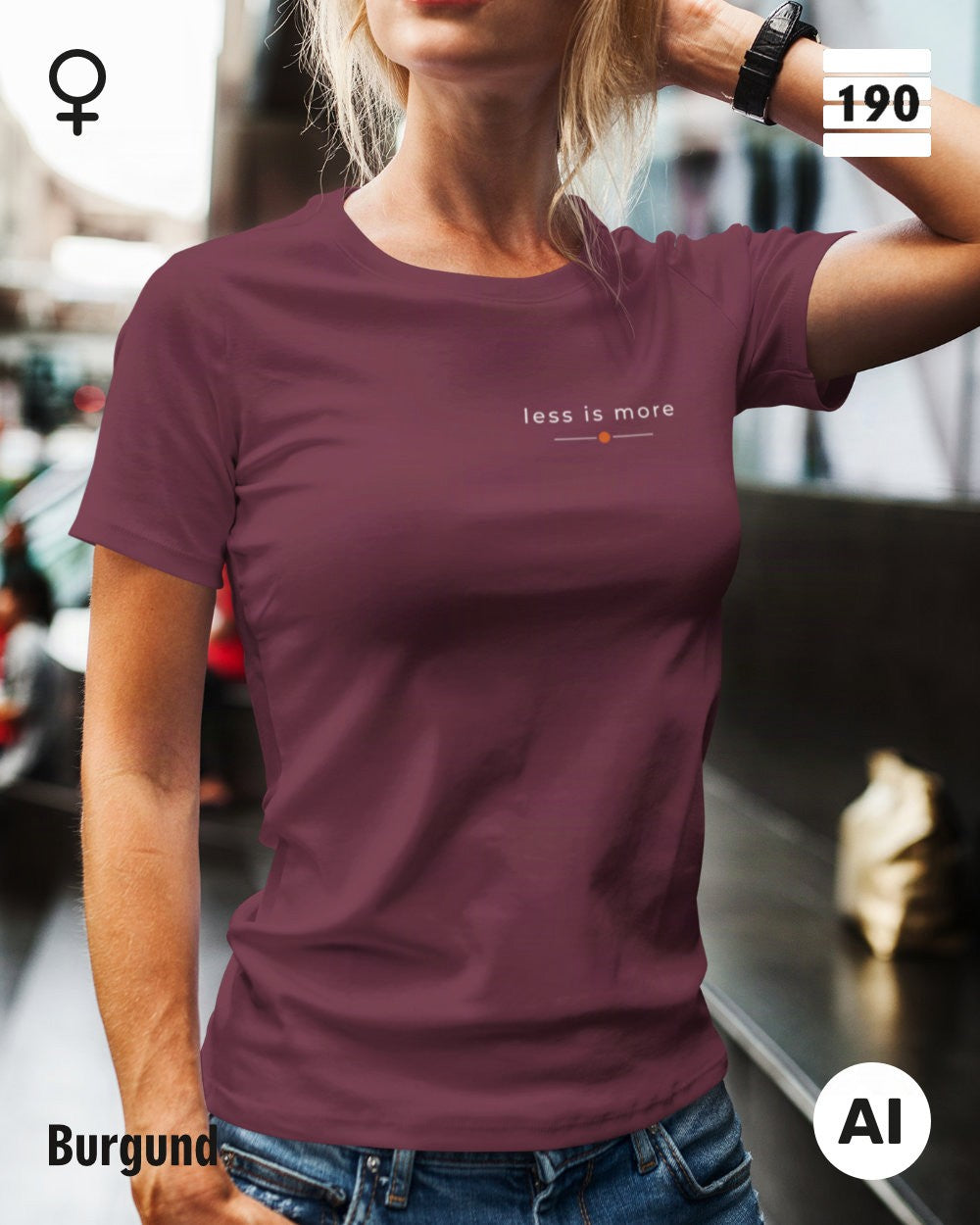 Design-T‑Shirt – Feminine Fit – LESS IS MORE (2) – Premium-Baumwolle