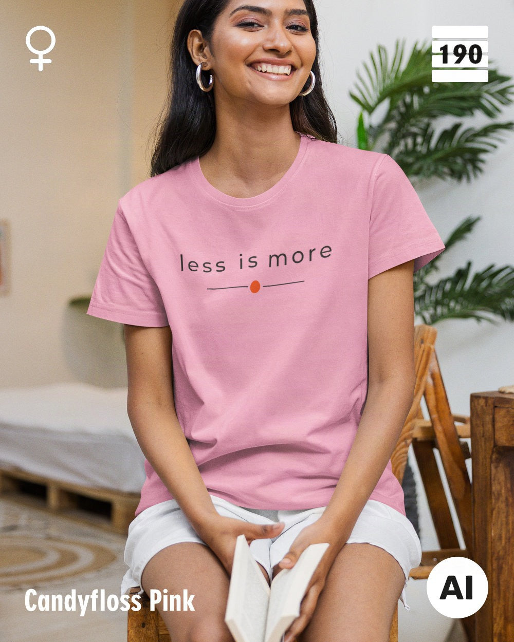Design-T‑Shirt – Feminine Fit – LESS IS MORE (2) – Premium-Baumwolle