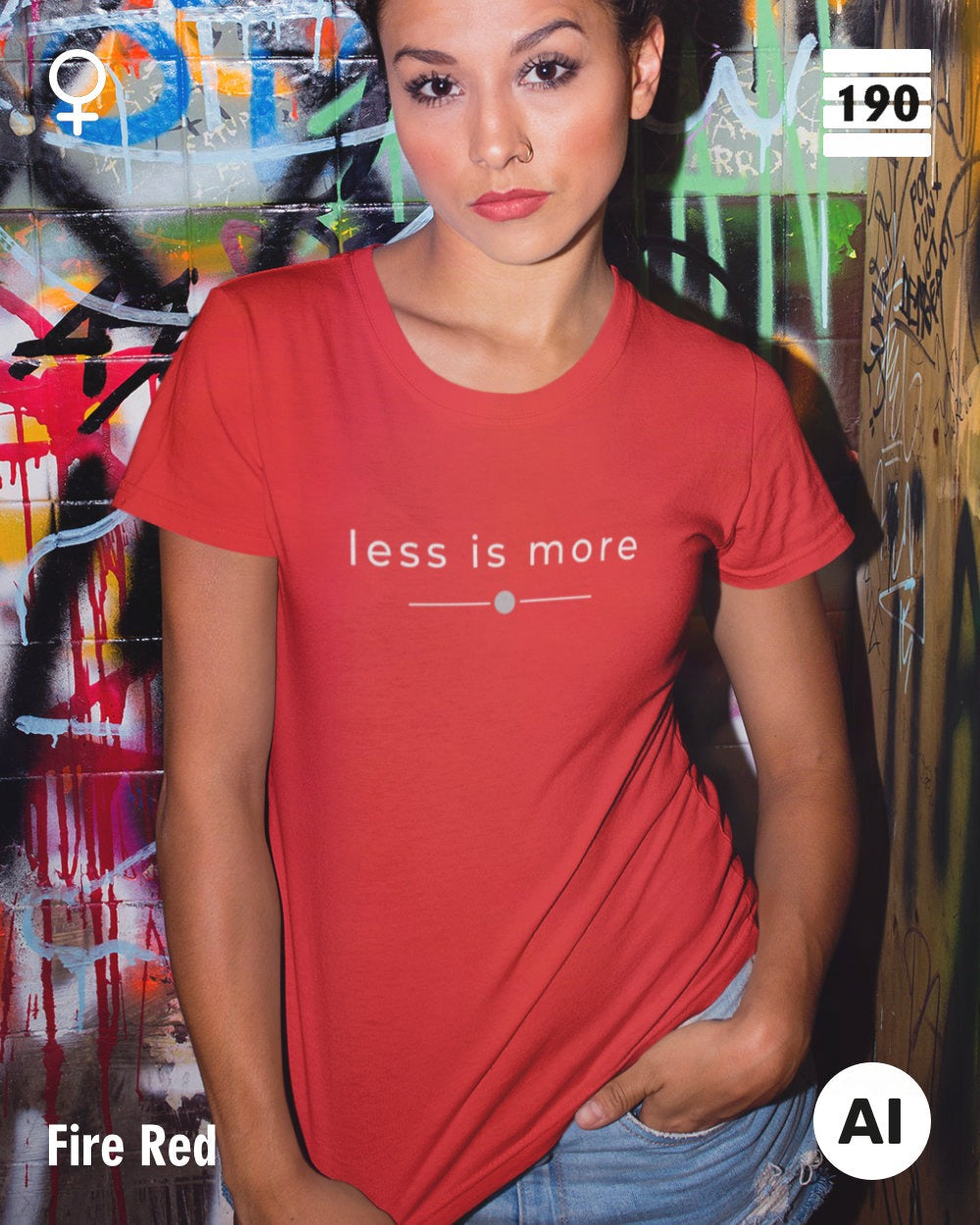 Design-T‑Shirt – Feminine Fit – LESS IS MORE (2) – Premium-Baumwolle