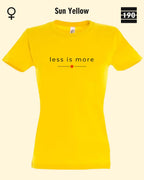 Auf dem Bild sieht man das Damen T-Shirt SOL’S Imperial Women 11502 in der Farbe Sun yellow mit dem zeitlosen Design "less is more".
