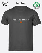 das bild zeigt das nachhaltige Design-T-Shirt Tee Jays Urban Luxury Tee 1150 in der farbe dark grey mit dem eleganten Schriftzug „less is more“
