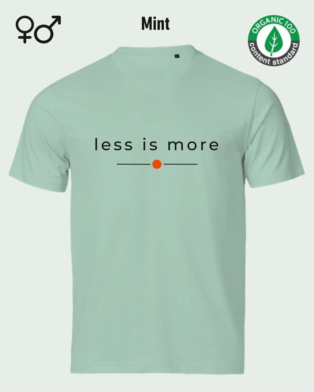 das bild zeigt das nachhaltige Design-T-Shirt Tee Jays Urban Luxury Tee 1150 in der farbe mint mit dem eleganten Schriftzug „less is more“