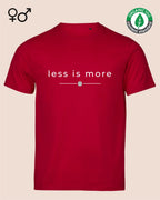 das bild zeigt das nachhaltige Design-T-Shirt Tee Jays Urban Luxury Tee 1150 in der farbe red mit dem eleganten Schriftzug „less is more“