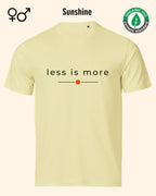 das bild zeigt das nachhaltige Design-T-Shirt Tee Jays Urban Luxury Tee 1150 in der farbe sunshine mit dem eleganten Schriftzug „less is more“