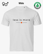 das bild zeigt das nachhaltige Design-T-Shirt Tee Jays Urban Luxury Tee 1150 in der farbe white mit dem eleganten Schriftzug „less is more“