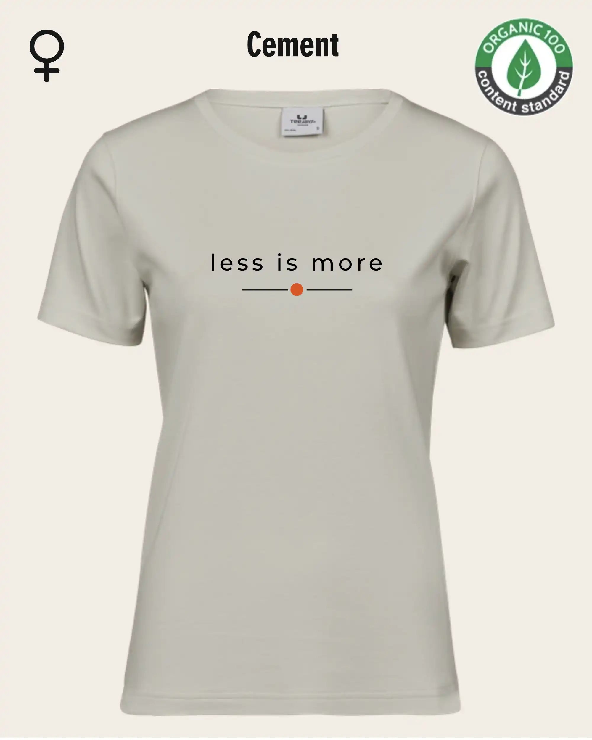 Auf dem Bild sieht man das T-Shirt Tee Jays Women's Interlock Tee STYLE 580 in der Farbe cement mit dem zeitlosen Design "less is more".