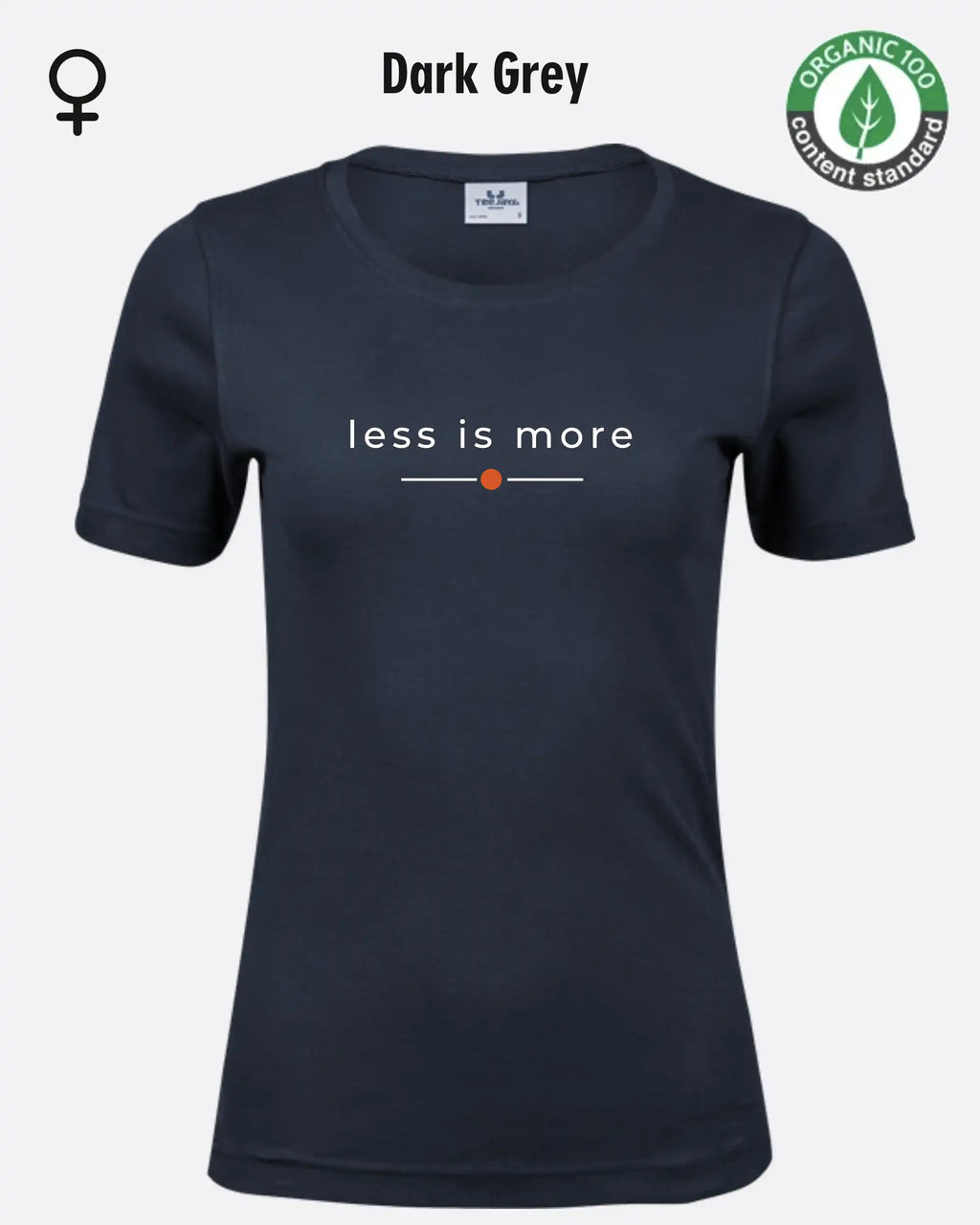 Auf dem Bild sieht man das T-Shirt Tee Jays Women's Interlock Tee STYLE 580 in der Farbe dark grey mit dem zeitlosen Design "less is more".