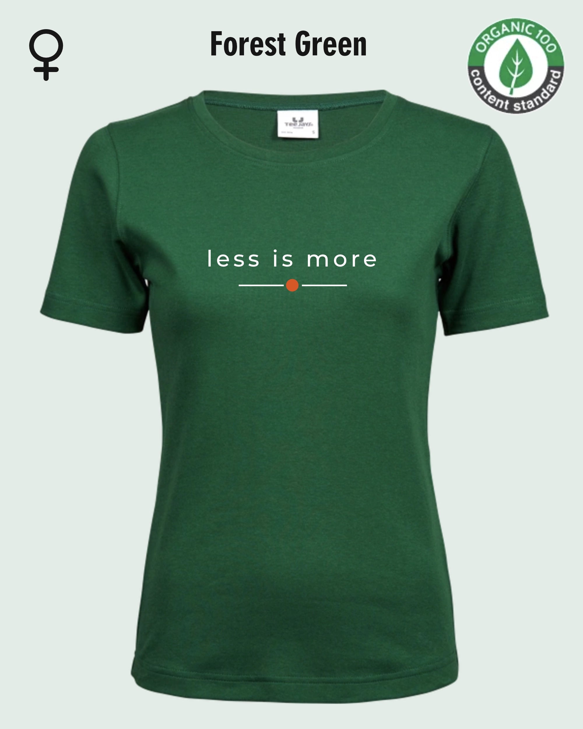Auf dem Bild sieht man das T-Shirt Tee Jays Women's Interlock Tee STYLE 580 in der Farbe forest greeen mit dem zeitlosen Design "less is more".