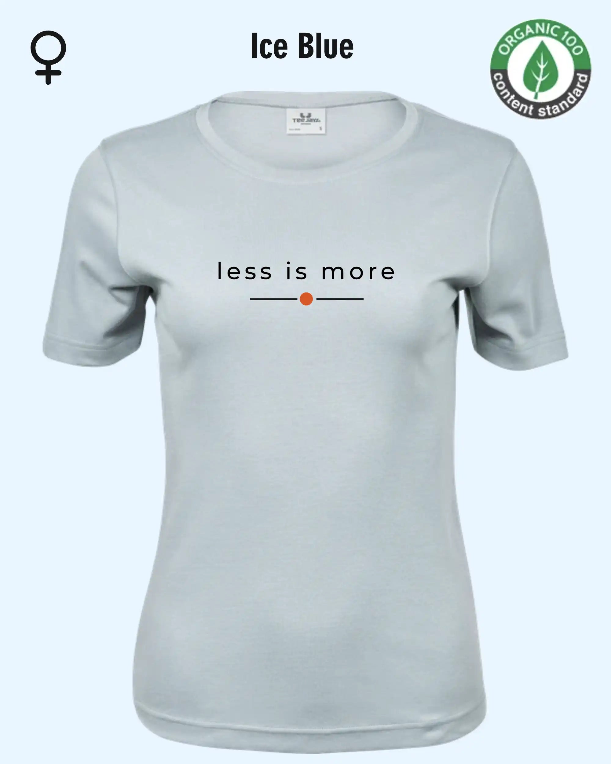 Auf dem Bild sieht man das T-Shirt Tee Jays Women's Interlock Tee STYLE 580 in der Farbe ice blue mit dem zeitlosen Design "less is more".
