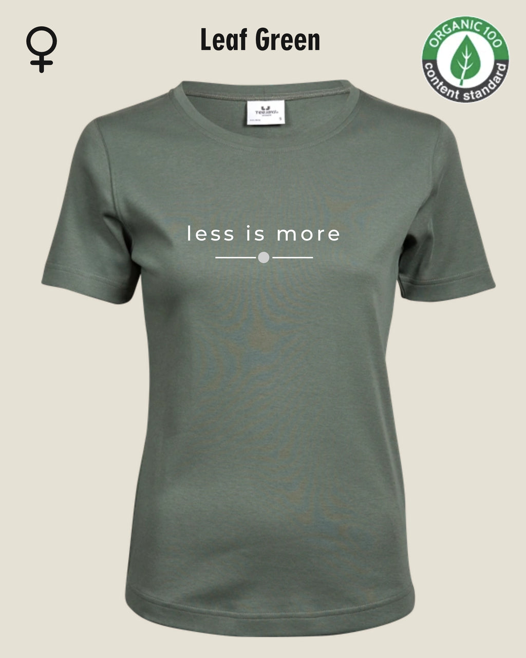 Auf dem Bild sieht man das T-Shirt Tee Jays Women's Interlock Tee STYLE 580 in der Farbe leaf green mit dem zeitlosen Design "less is more".
