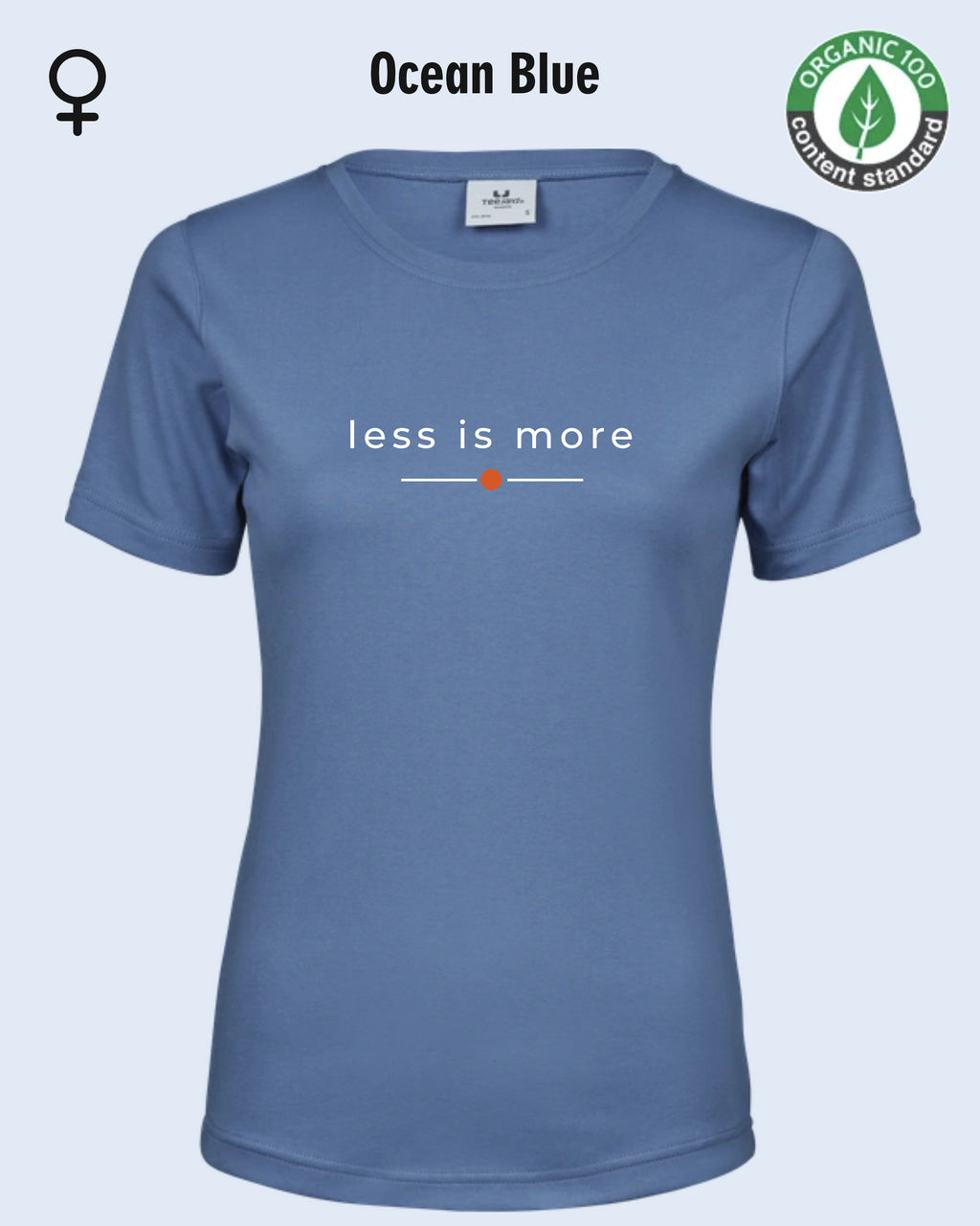 Auf dem Bild sieht man das T-Shirt Tee Jays Women's Interlock Tee STYLE 580 in der Farbe ocean blue mit dem zeitlosen Design "less is more".