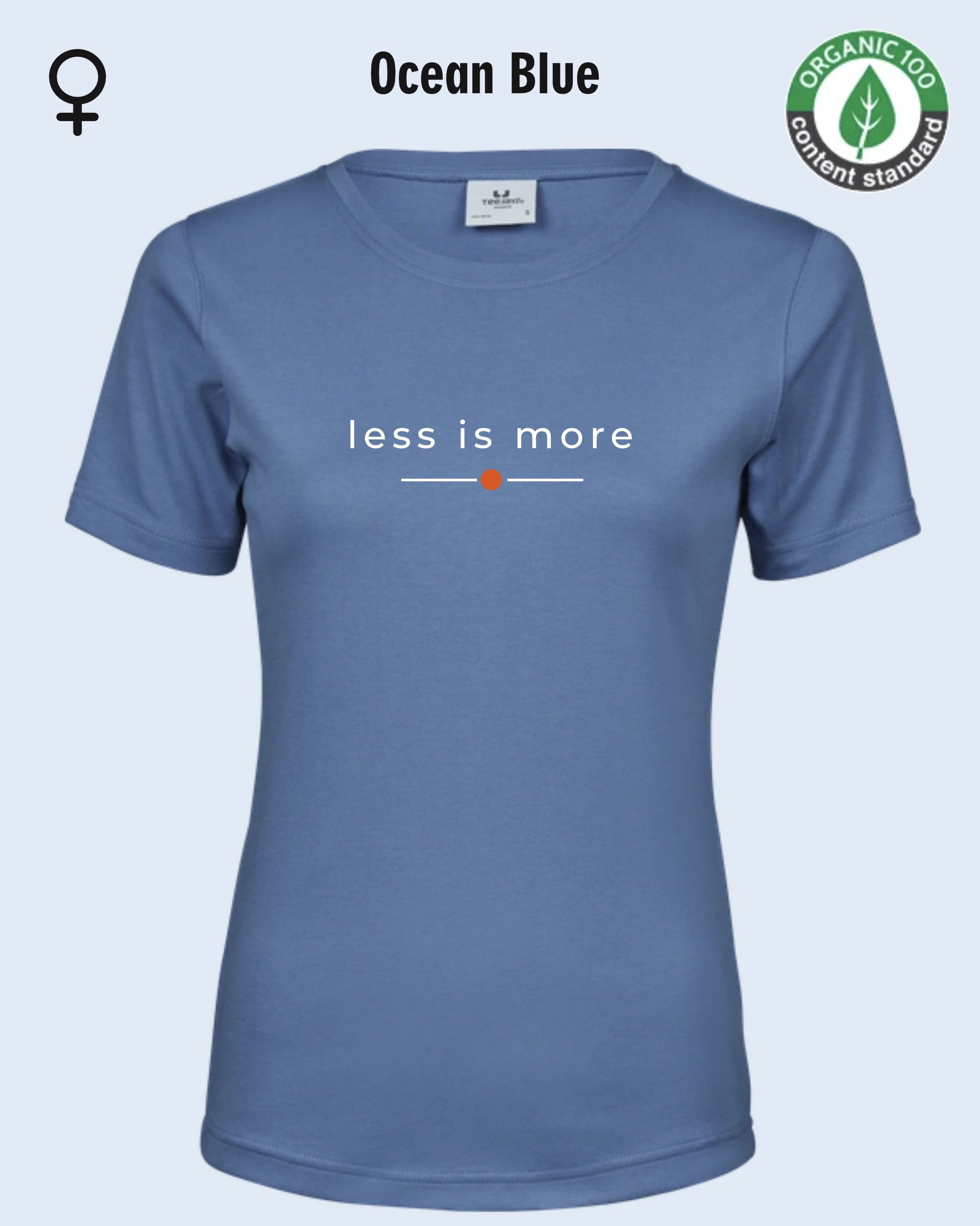 Auf dem Bild sieht man das T-Shirt Tee Jays Women's Interlock Tee STYLE 580 in der Farbe ocean blue mit dem zeitlosen Design "less is more".