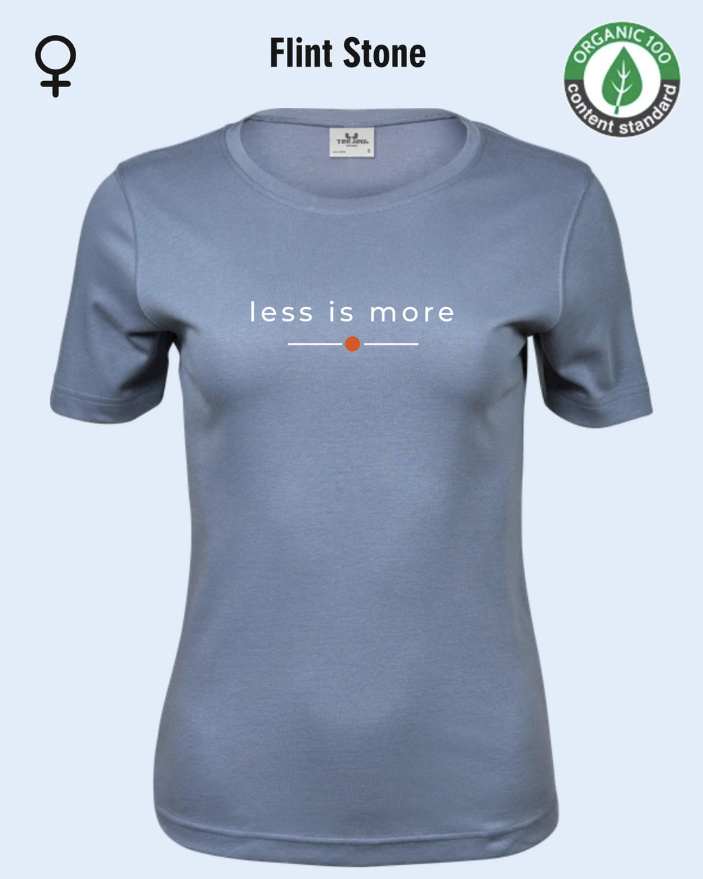 Auf dem Bild sieht man das T-Shirt Tee Jays Women's Interlock Tee STYLE 580 in der Farbe flint stone mit dem zeitlosen Design "less is more".