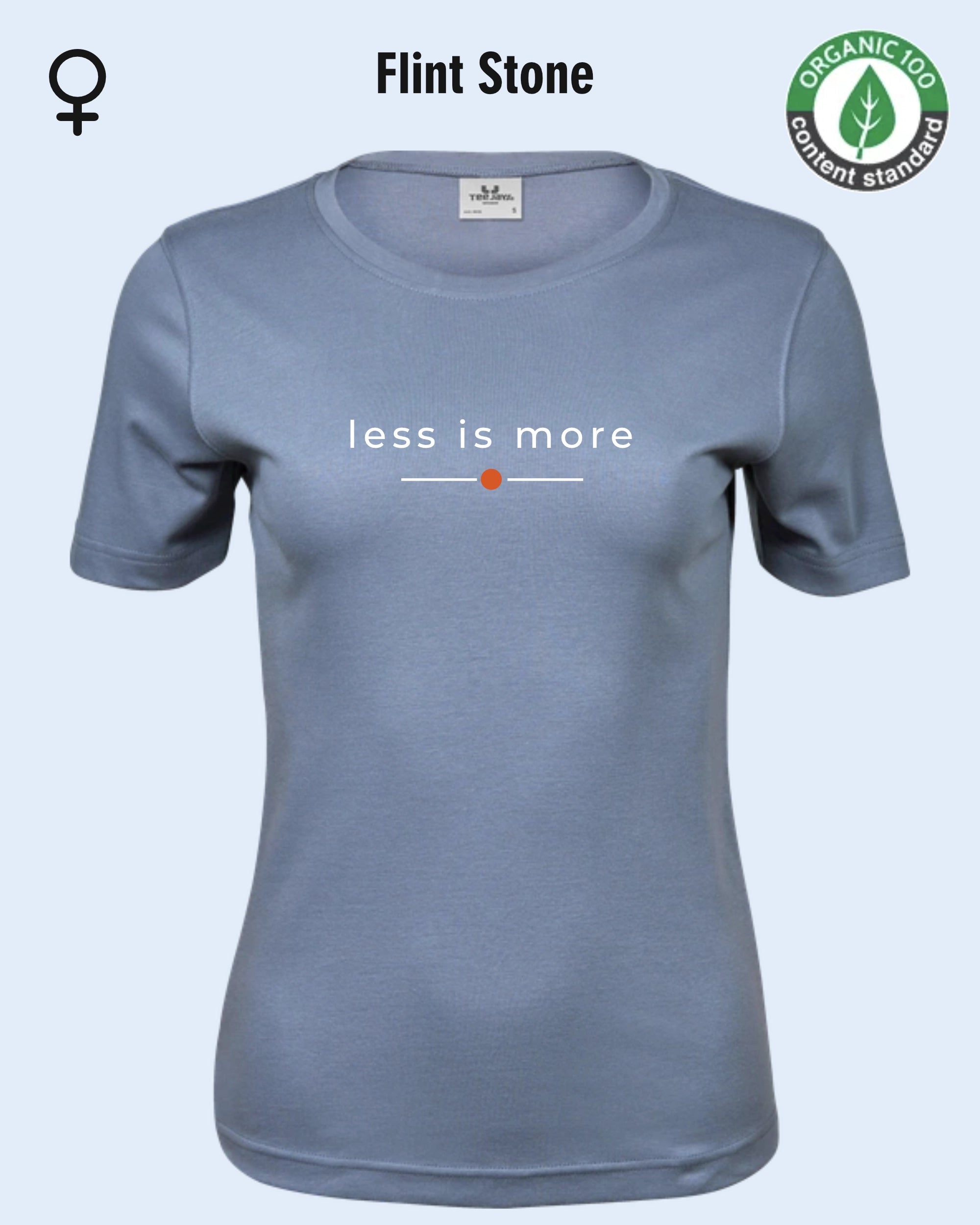 Auf dem Bild sieht man das T-Shirt Tee Jays Women's Interlock Tee STYLE 580 in der Farbe flint stone mit dem zeitlosen Design "less is more".