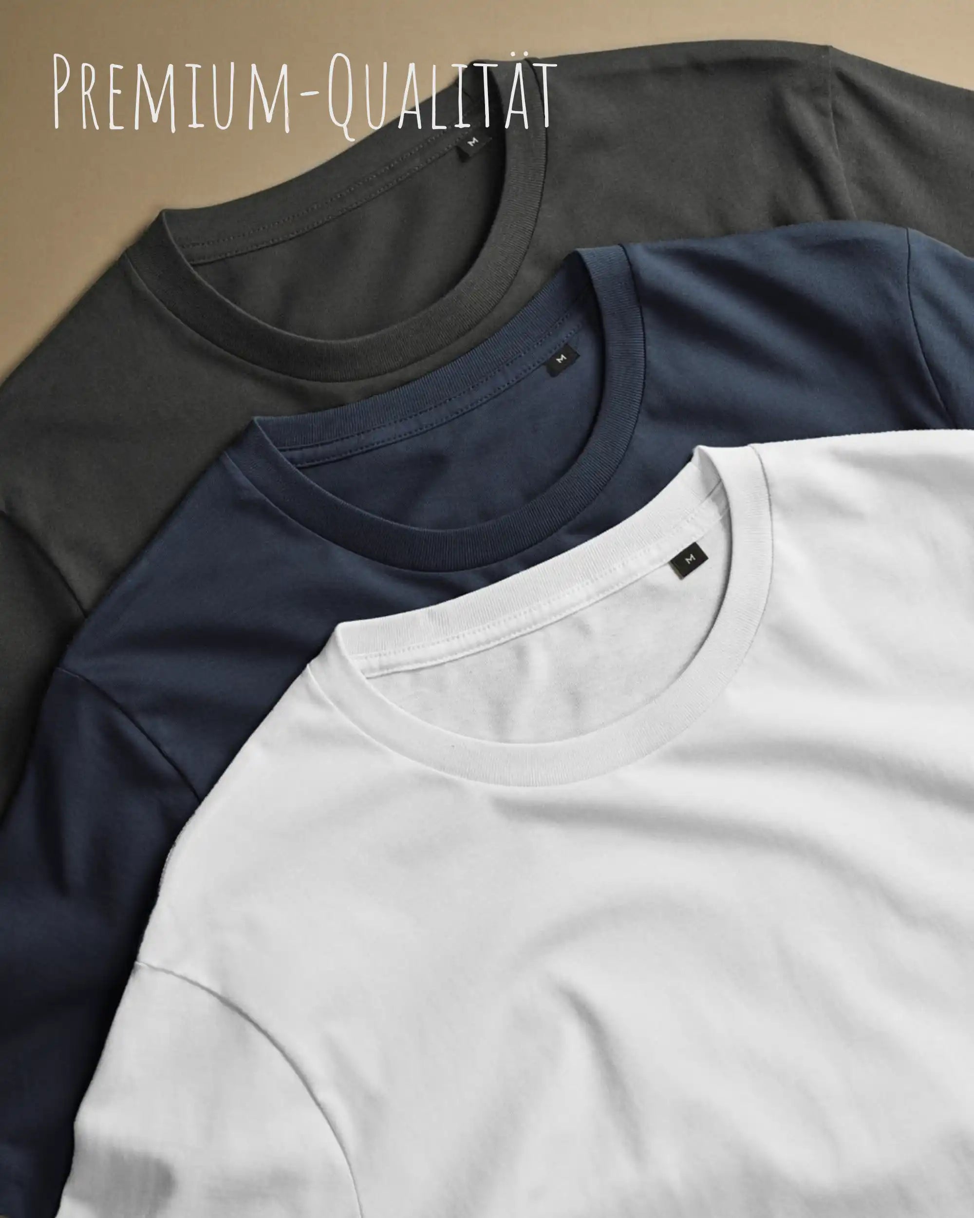 Detailaufnahme von T-Shirts mit Crewneck in Premiumqualität.