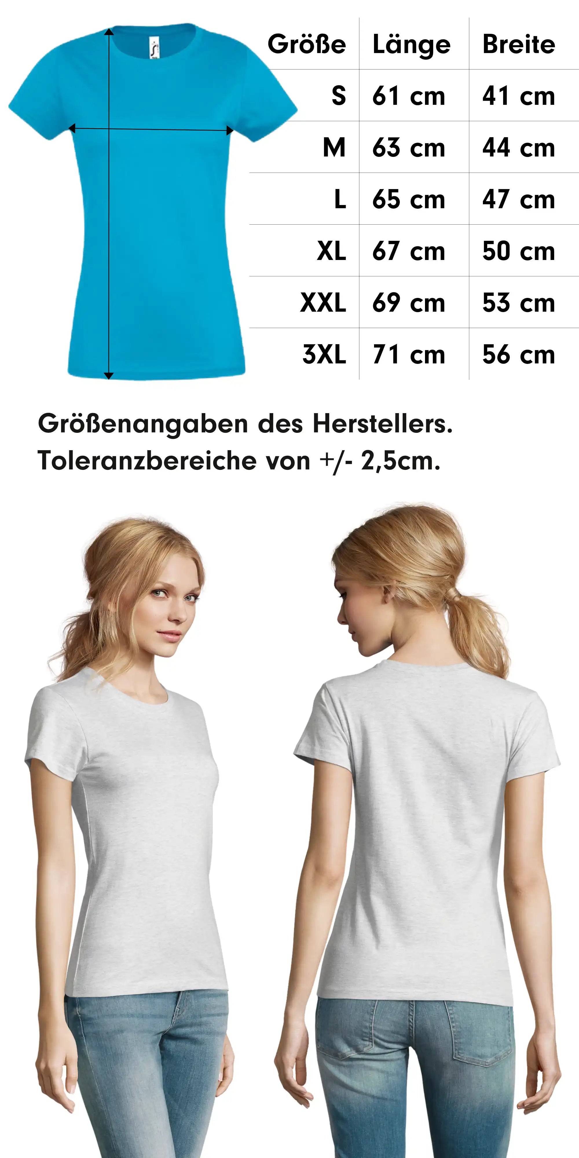Größentabelle zum Basic T-Shirt feminine fit SOL’S Imperial Women 11502